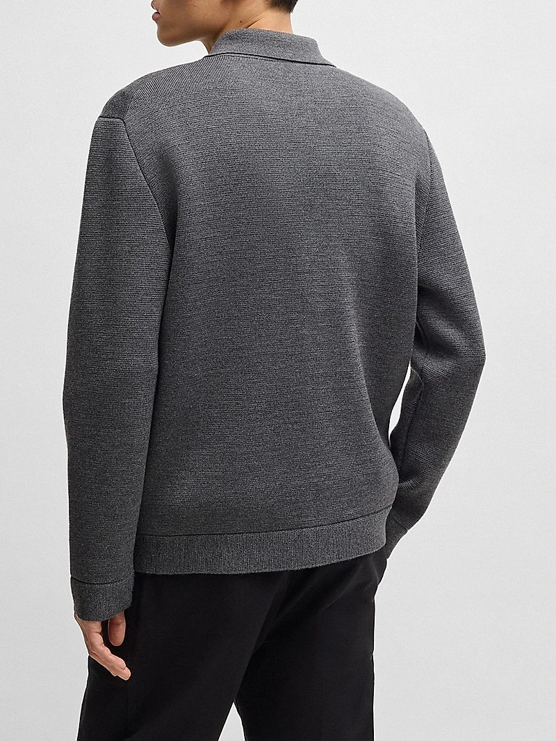 Zip-Up Regular-Fit Cardigan Wool