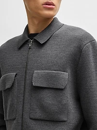 Zip-Up Regular-Fit Cardigan Wool