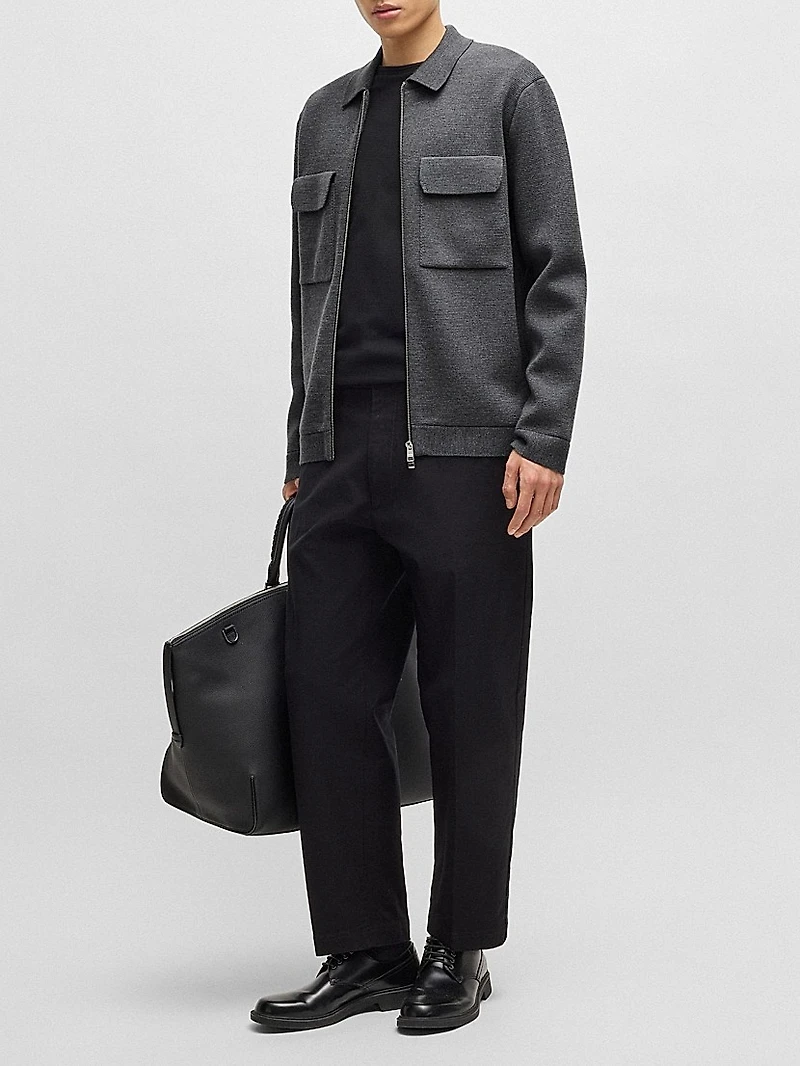 Zip-Up Regular-Fit Cardigan Wool
