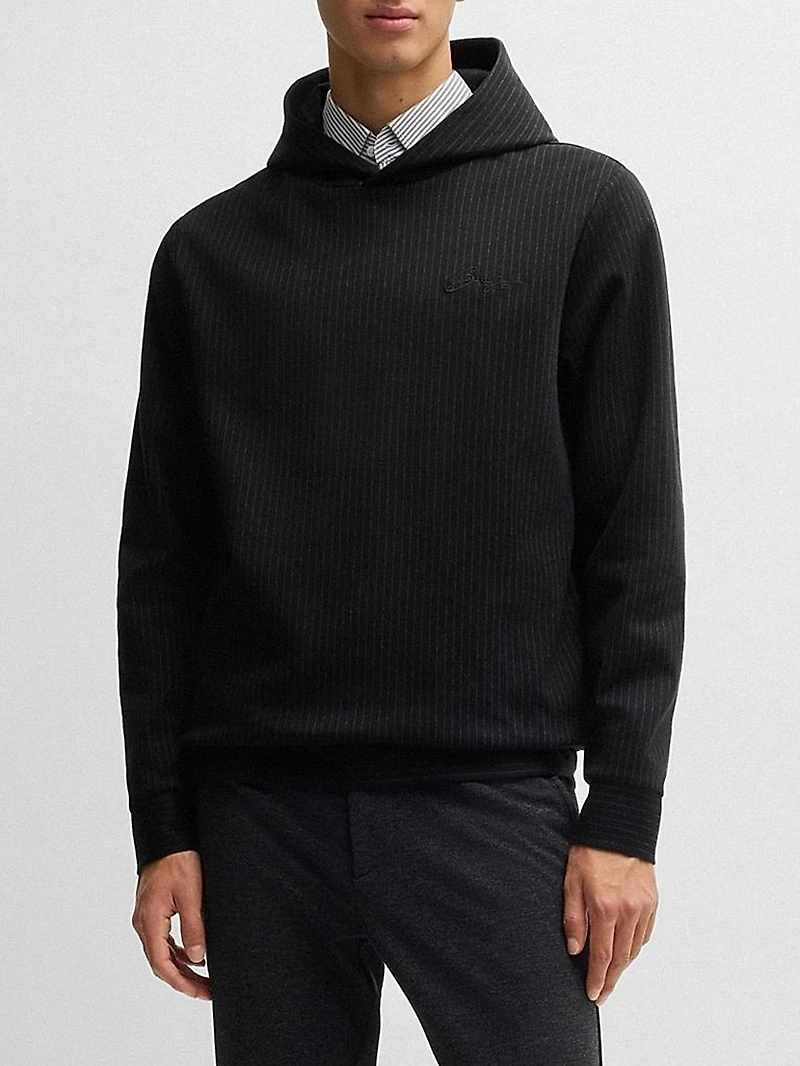 Regular-Fit Hoodie a Pinstripe Cotton