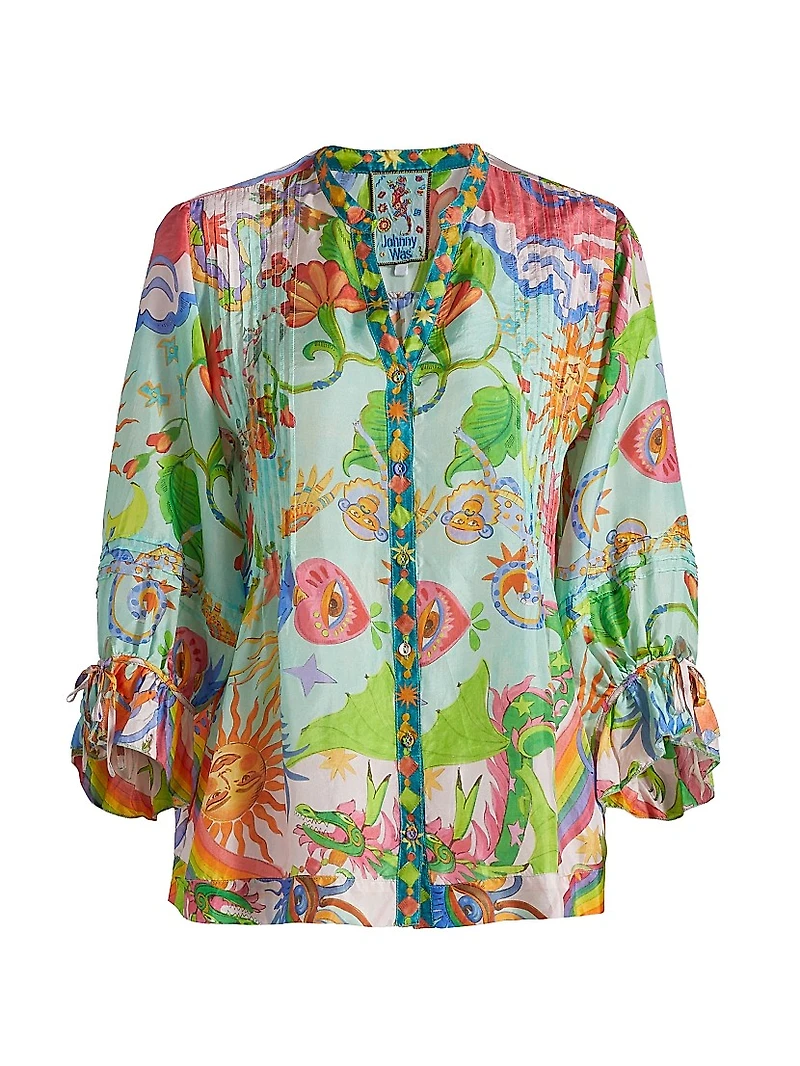 Plus Vacanza Abstract Silk Blouse