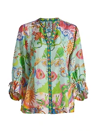 Plus Vacanza Abstract Silk Blouse