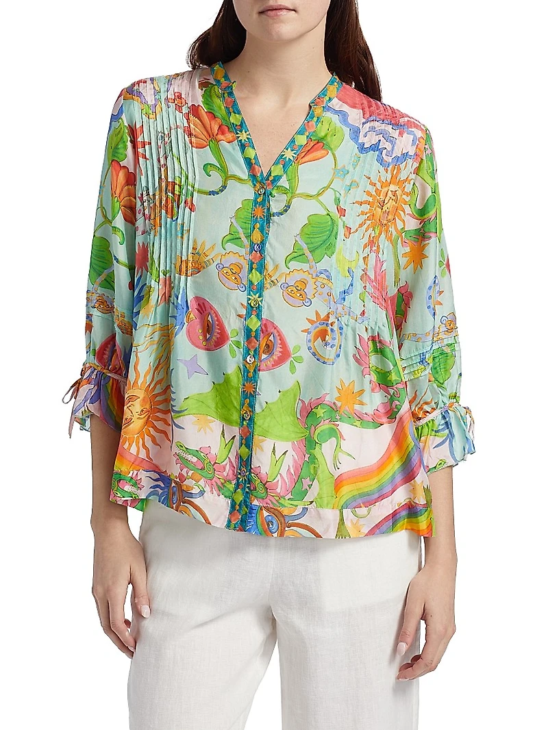 Plus Vacanza Abstract Silk Blouse