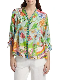 Plus Vacanza Abstract Silk Blouse