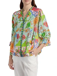 Plus Vacanza Abstract Silk Blouse