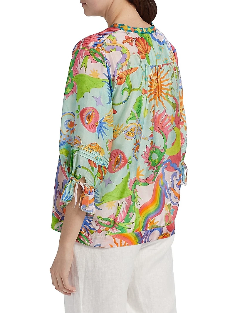 Plus Vacanza Abstract Silk Blouse