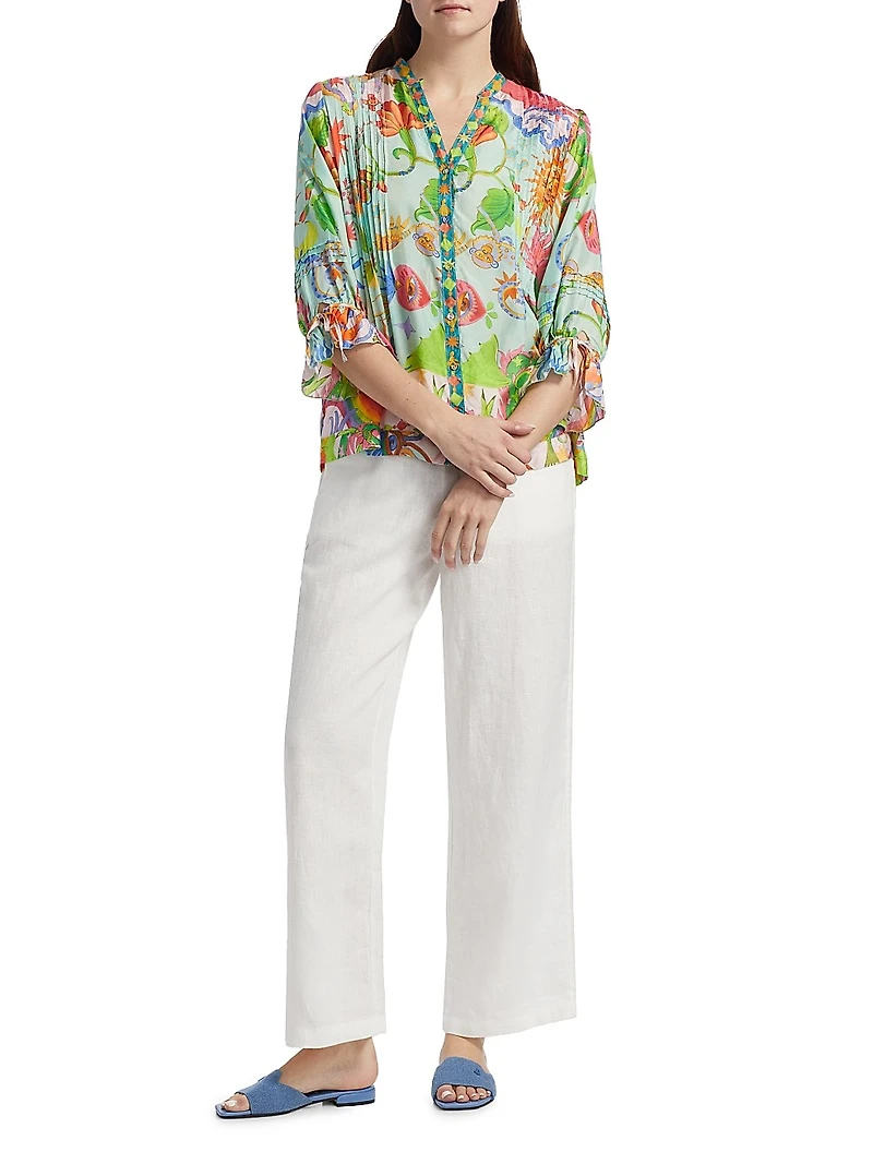 Plus Vacanza Abstract Silk Blouse