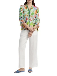 Plus Vacanza Abstract Silk Blouse