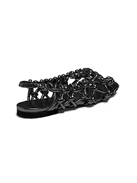 Viviane Metallic Knot Woven Slingback Flat Sandals