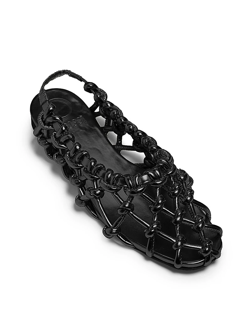 Viviane Metallic Knot Woven Slingback Flat Sandals