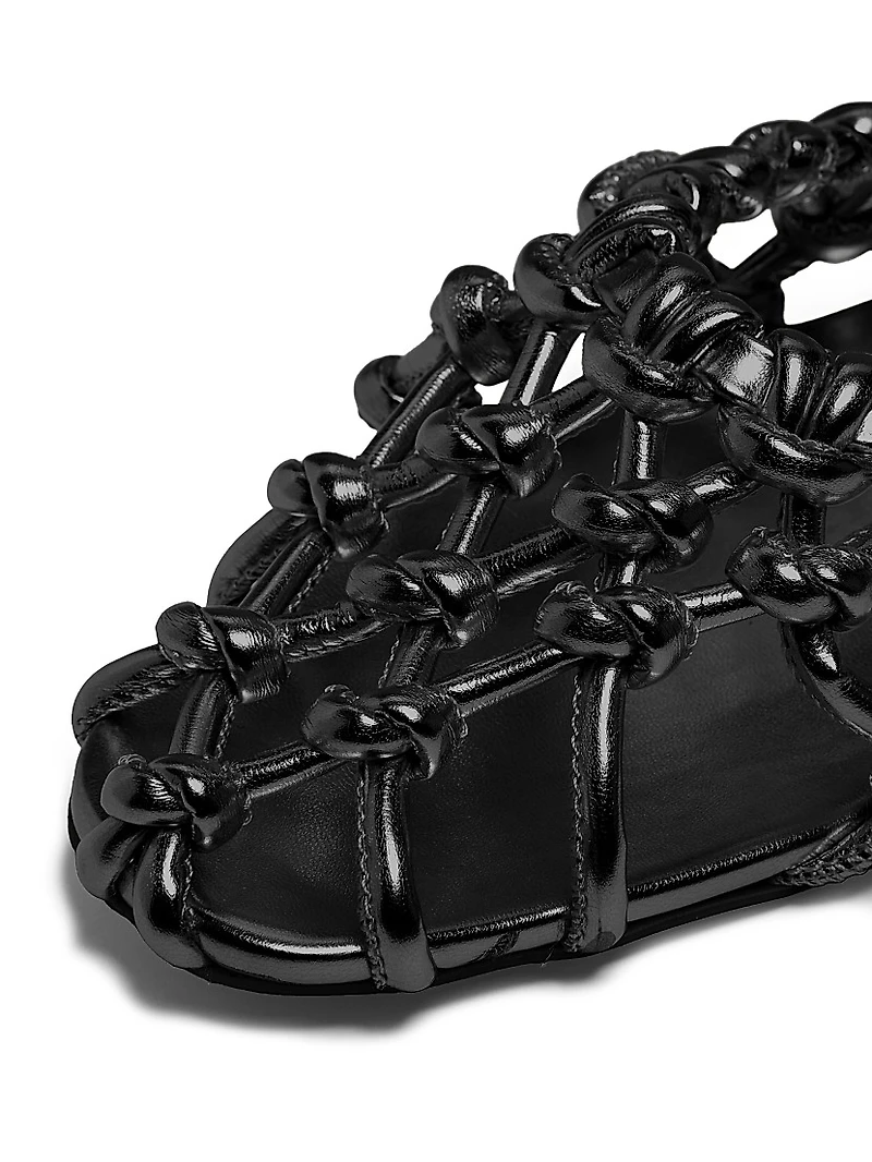 Viviane Metallic Knot Woven Slingback Flat Sandals