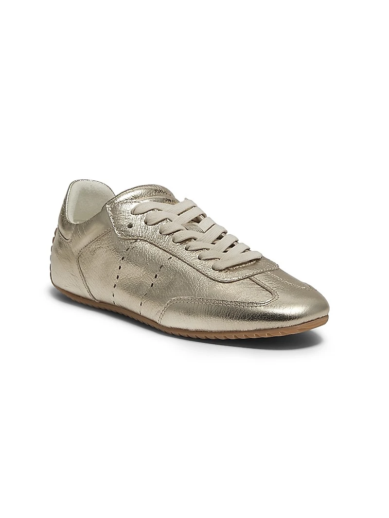 Cass Metallic Faux-Leather Low-Top Sneakers