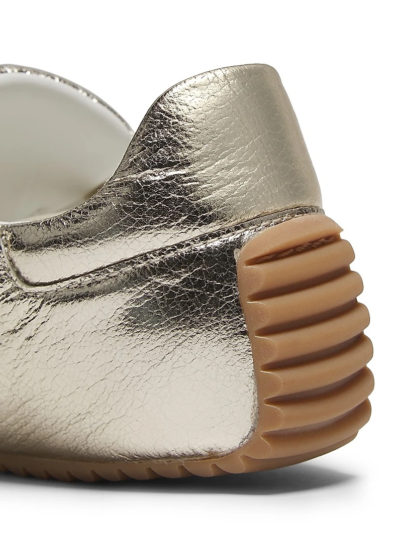 Cass Metallic Faux-Leather Low-Top Sneakers