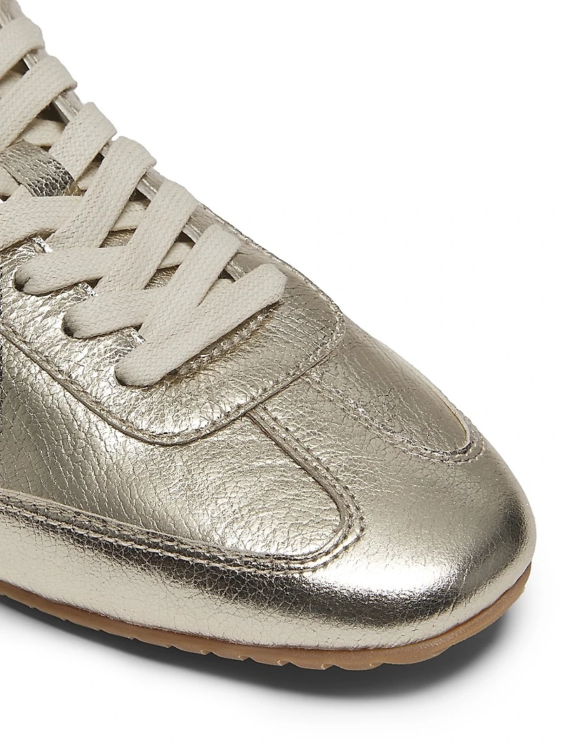 Cass Metallic Faux-Leather Low-Top Sneakers