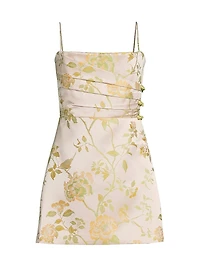 Mari Gathered Floral A-Line Minidress