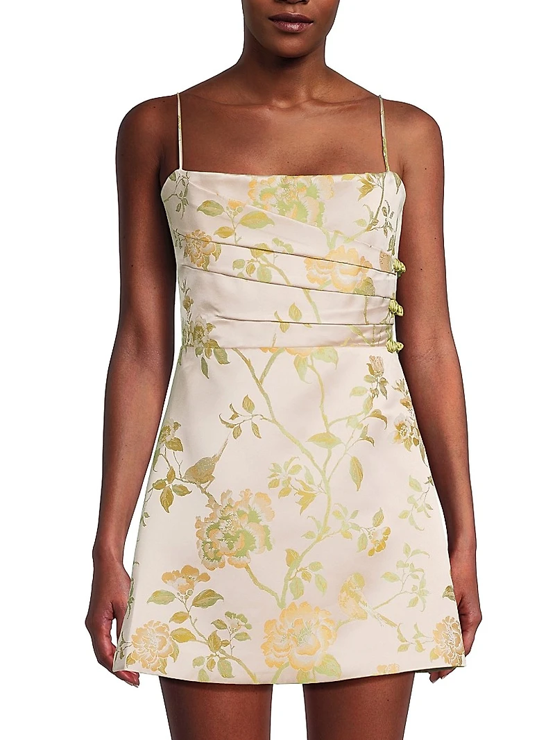 Mari Gathered Floral A-Line Minidress