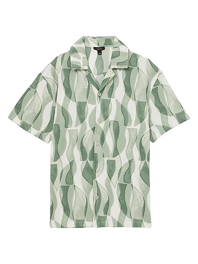 Taro Textured Printed Cuban Shirt