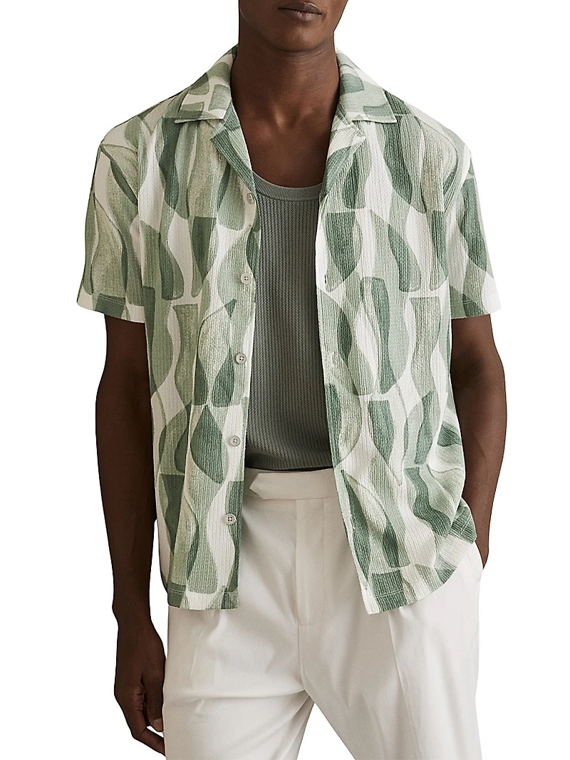 Taro Textured Printed Cuban Shirt