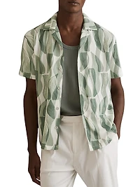 Taro Textured Printed Cuban Shirt