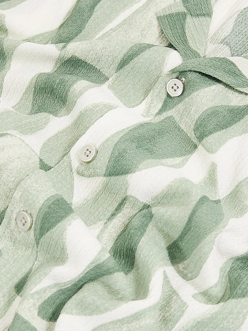 Taro Textured Printed Cuban Shirt