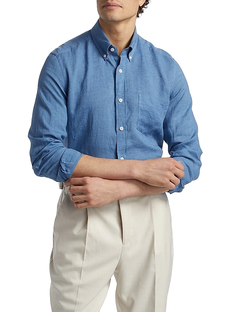 Queens Linen Button-Down Shirt