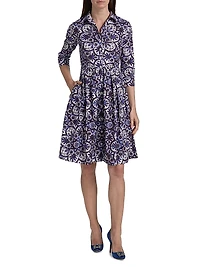 Audrey Marakesh Tile Cotton Shirtdress