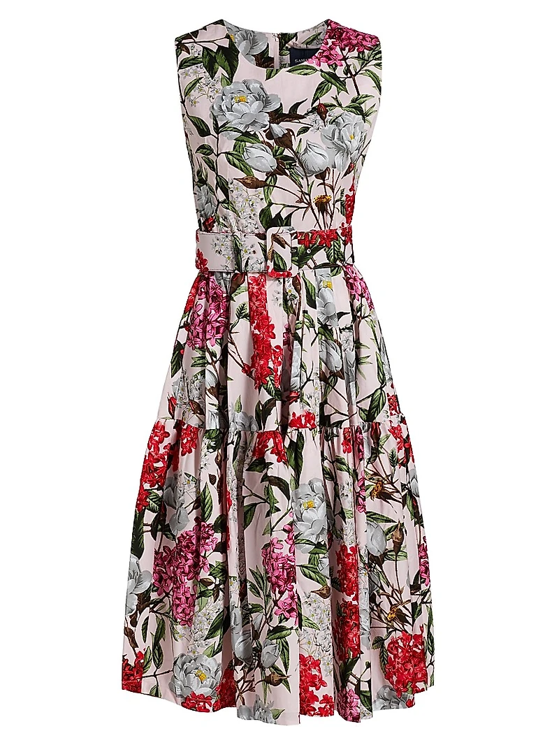 Rose Stretch Cotton Midi-Dress