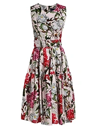 Rose Stretch Cotton Midi-Dress