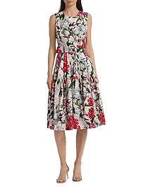 Rose Stretch Cotton Midi-Dress