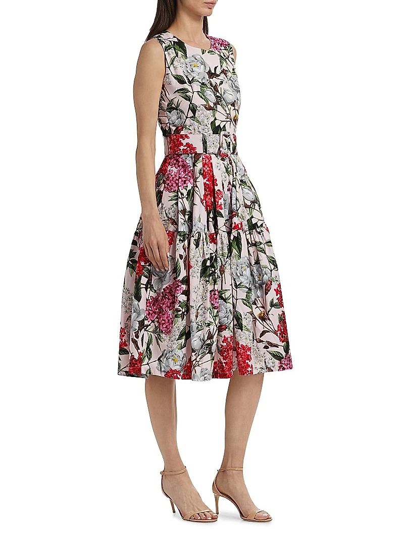 Rose Stretch Cotton Midi-Dress