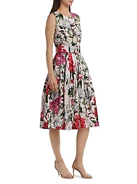 Rose Stretch Cotton Midi-Dress