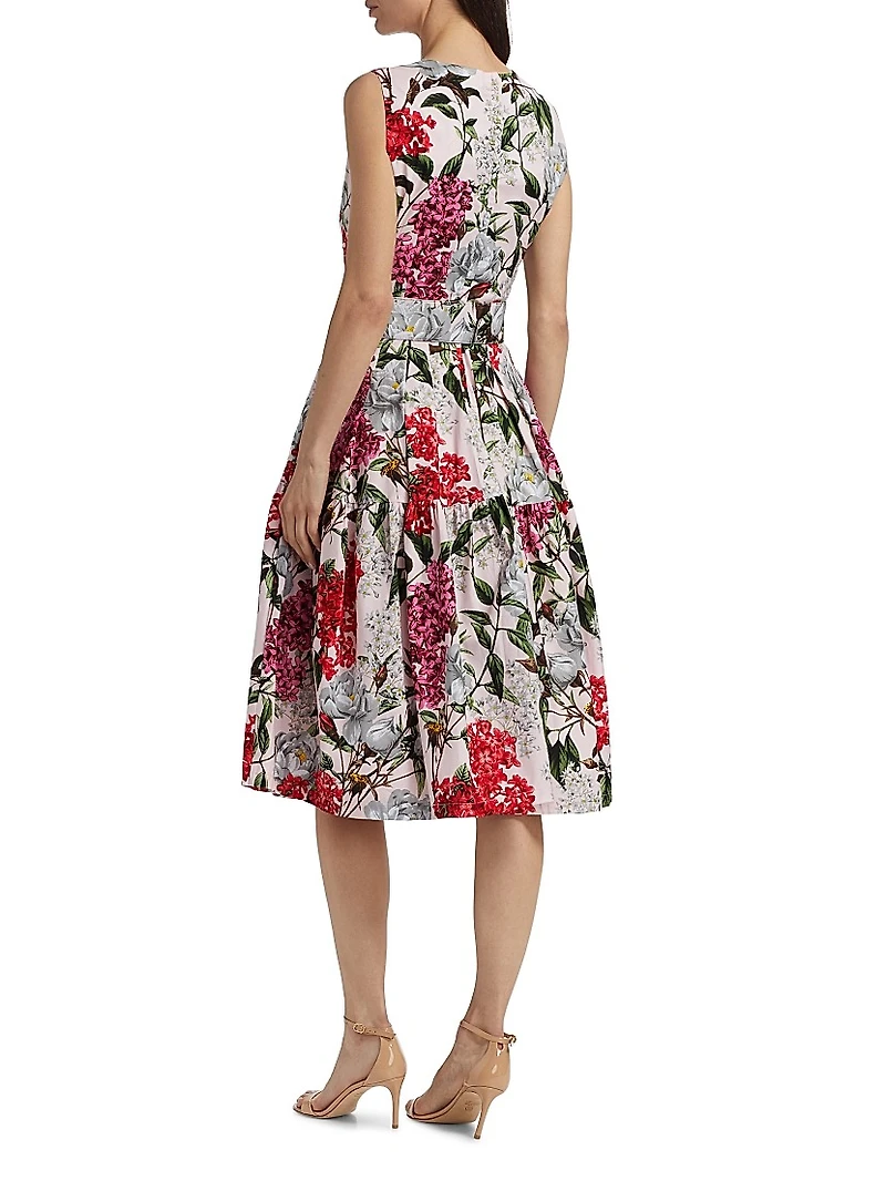 Rose Stretch Cotton Midi-Dress