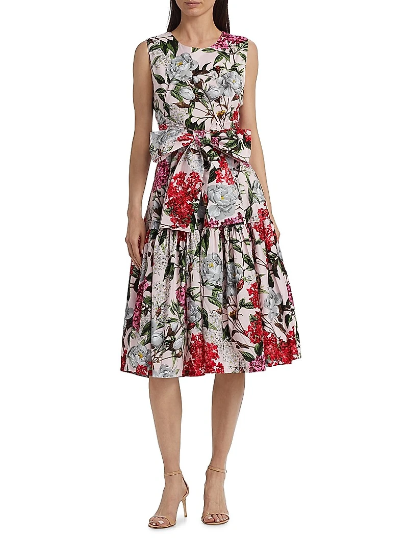 Rose Stretch Cotton Midi-Dress