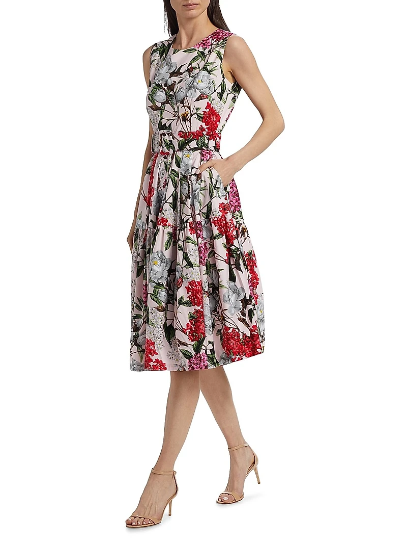 Rose Stretch Cotton Midi-Dress