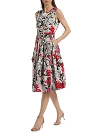 Rose Stretch Cotton Midi-Dress