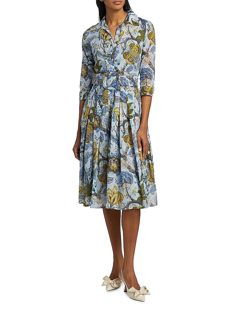 Audrey Dart Hills Garden Cotton Shirtdress