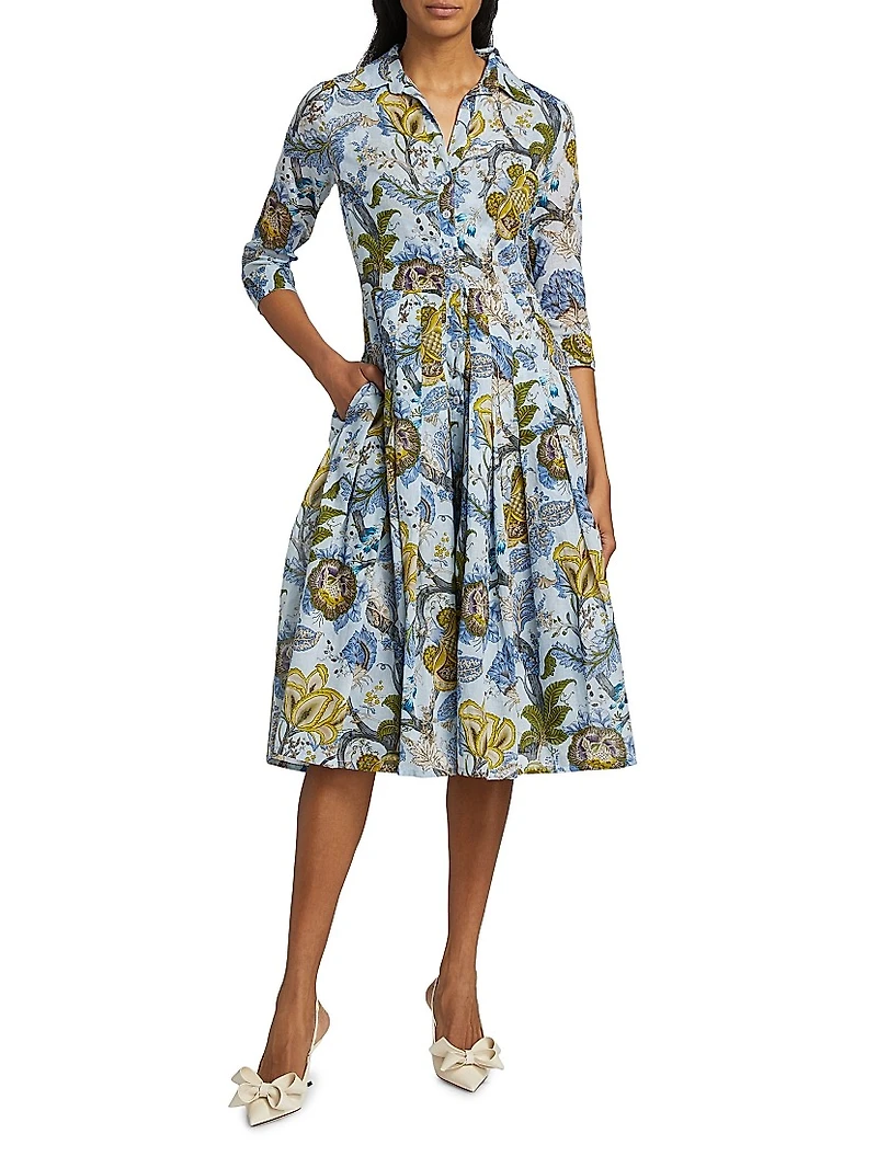 Audrey Dart Hills Garden Cotton Shirtdress