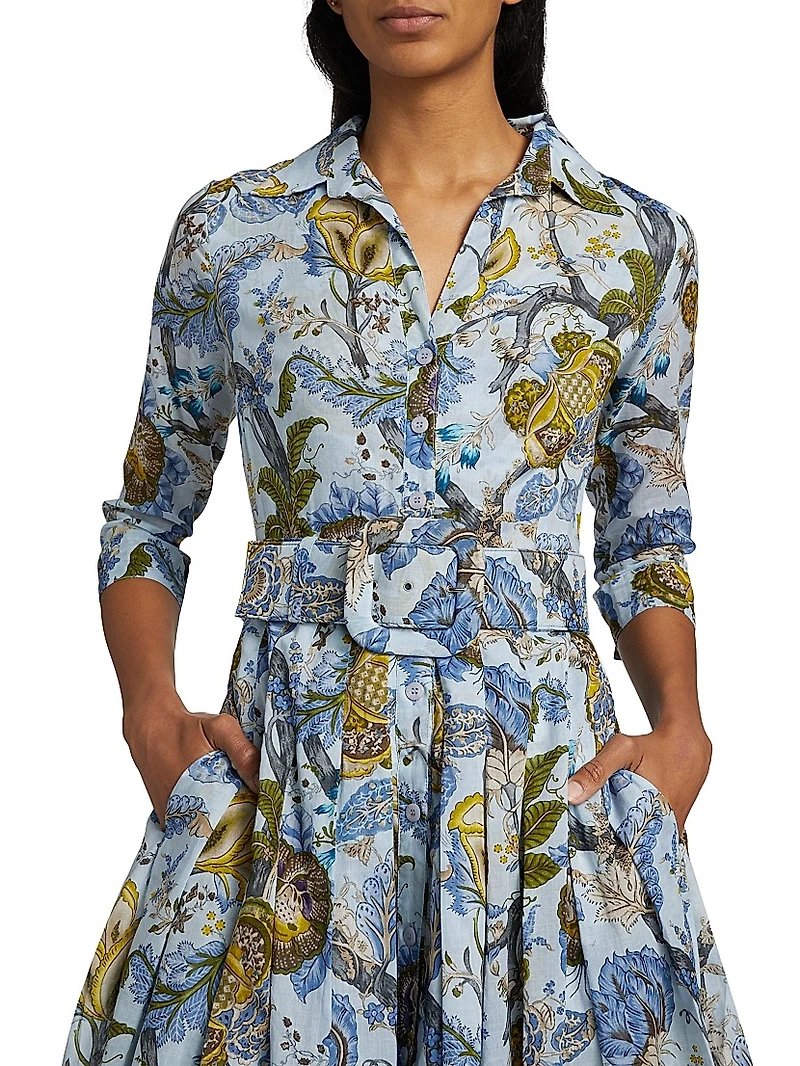 Audrey Dart Hills Garden Cotton Shirtdress