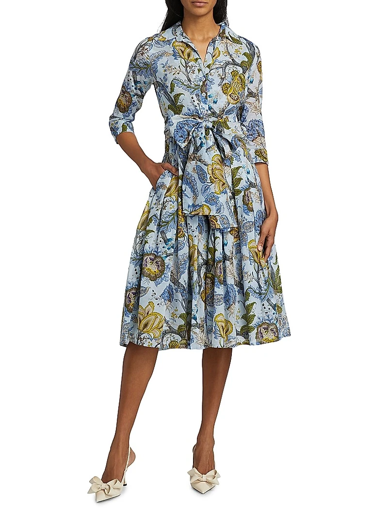 Audrey Dart Hills Garden Cotton Shirtdress