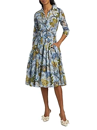 Audrey Dart Hills Garden Cotton Shirtdress