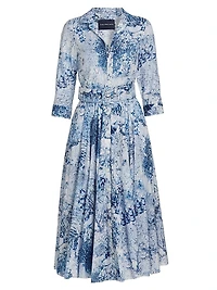 Aster Ocean Tile Cotton Shirtdress