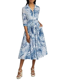 Aster Ocean Tile Cotton Shirtdress