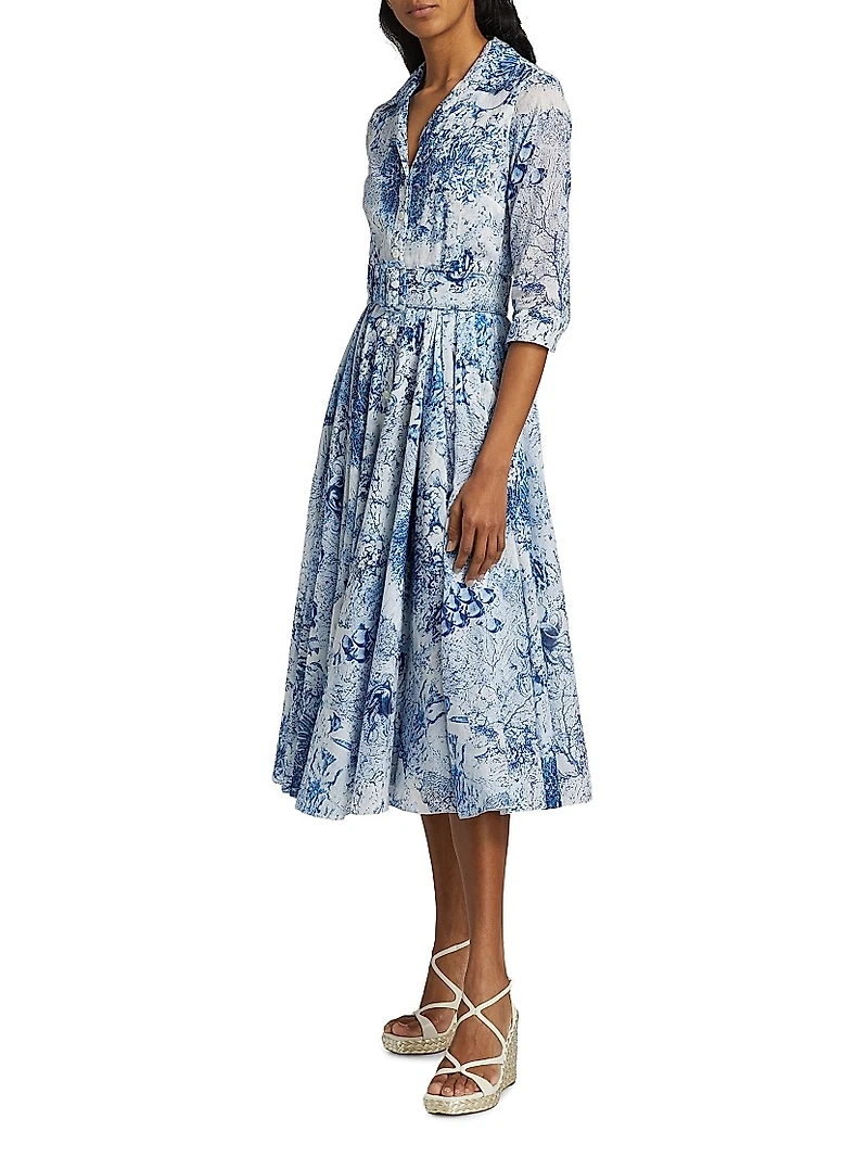 Aster Ocean Tile Cotton Shirtdress
