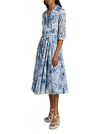 Aster Ocean Tile Cotton Shirtdress