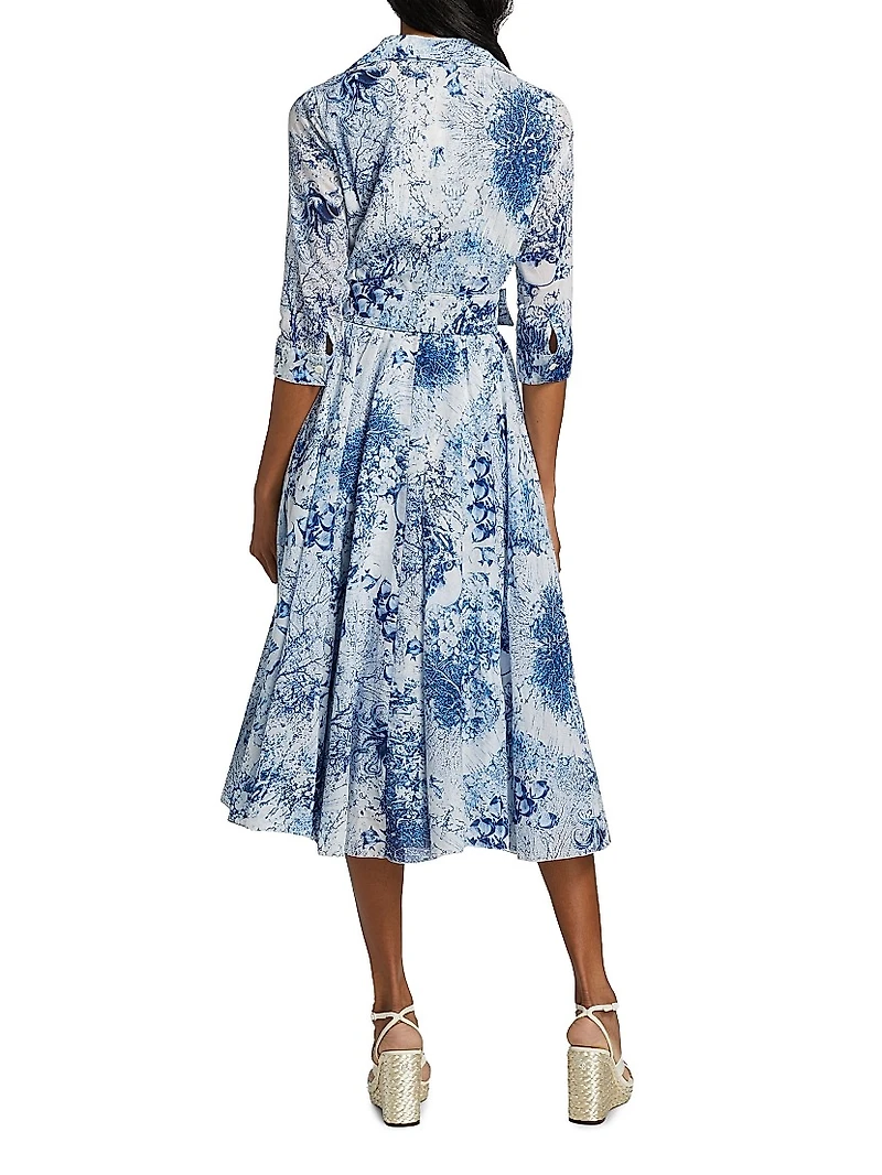 Aster Ocean Tile Cotton Shirtdress