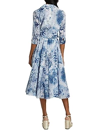 Aster Ocean Tile Cotton Shirtdress