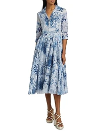 Aster Ocean Tile Cotton Shirtdress