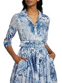 Aster Ocean Tile Cotton Shirtdress