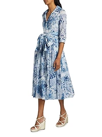 Aster Ocean Tile Cotton Shirtdress