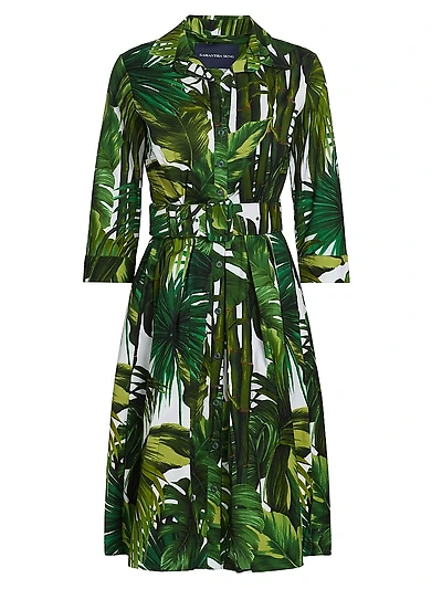 Audrey Honolulu Palm Cotton Shirtdress